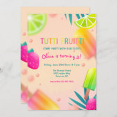 夏のフルーツとアイスポップ 招待状 (正面/裏面)