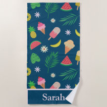 夏のフルーツとトロピカルな葉とアイスクリームの名前