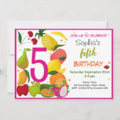 夏のフルーツの子供の誕生日 招待状 (正面)