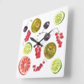 夏のフルーツクロック。 スクエア壁時計 (傾斜)