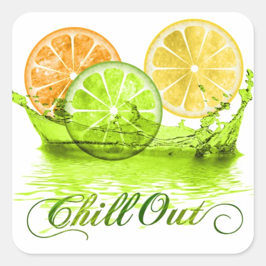 夏のフルーツスプラッシュID165 スクエアシール (正面)