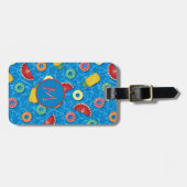 夏のフルーツプール浮き – 青い水 ラゲッジタグ (正面横)