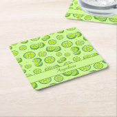 夏のフルーツライムとライムスライス スクエアペーパーコースター (アングル)