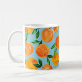 夏のフルーツ柑橘類のパターン コーヒーマグカップ (左)