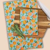 夏のフルーツ シトラス オレンジ柄 キッチンタオル