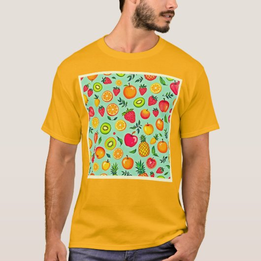夏のフルーツ シームレス デザイン Tシャツ (正面)