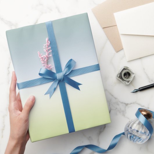 夏のフレッシュグラデカッコいいィエントブルーグラデーショングリーン ラッピングペーパー (ギフト)