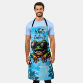夏のフレッシュブルーチリンカエルのエプロン エプロン (着用した状態)