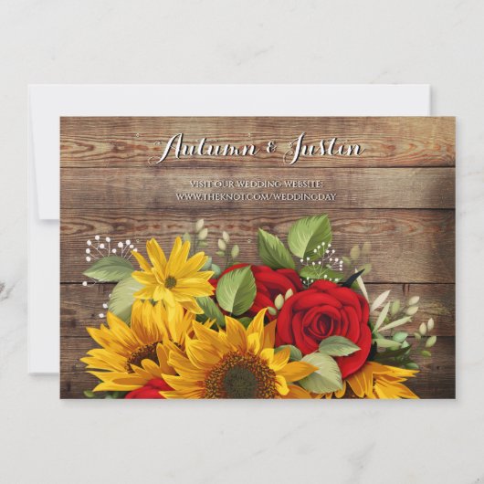 夏のフローラひまわり素朴の写真日付を保存 セーブザデート (裏面)