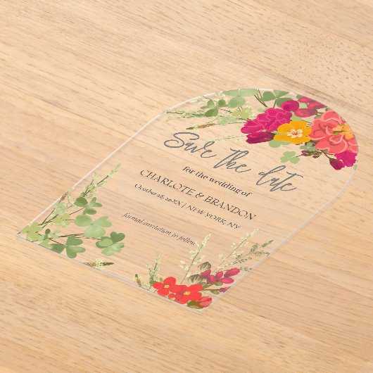 夏のフローラガーデンワイルドフラワー結婚ズ アクリル招待状 (レイダウン)