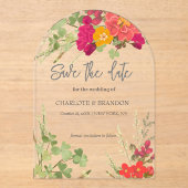 夏のフローラガーデンワイルドフラワー結婚ズ アクリル招待状 (正面)