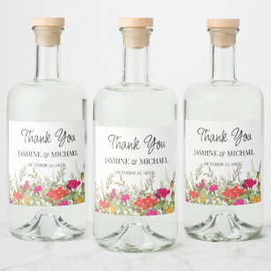 夏のフローラガーデン結婚ワイルドフラワーズ リキュールボトルラベル