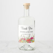 夏のフローラガーデン結婚ワイルドフラワーズ リキュールボトルラベル (正面)