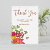 夏のフローラガーデン結婚ワイルドフラワーズ 箔招待状 (立ち正面)