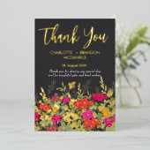 夏のフローラガーデン結婚ワイルドフラワーズ 箔招待状 (立ち正面)