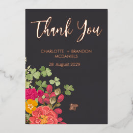 夏のフローラガーデン結婚ワイルドフラワーズ 箔招待状