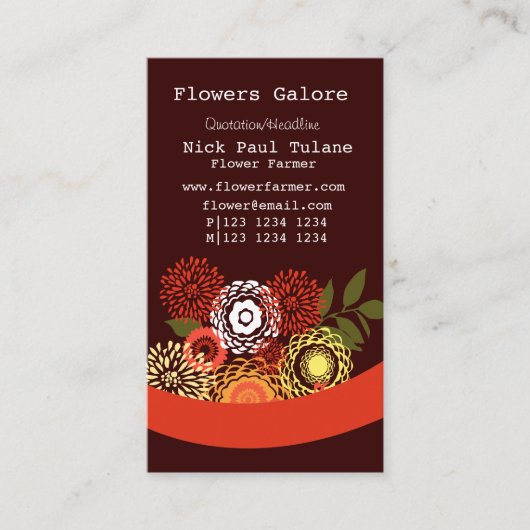 夏のフローラスタイリッシュフラワーフロリスト 名刺 (正面)