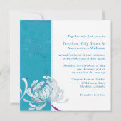夏のフローラターコイズ結婚の 招待状 (裏面)