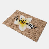 夏のフローラデザインのBurlap休暇妻へようこそ ドアマット (アングル)