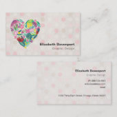 夏のフローラハート（ピンクとグリーン） 名刺 (正面/裏面)