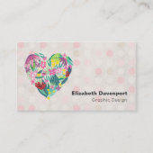 夏のフローラハート(ピンクとグリーン) 名刺 (正面)