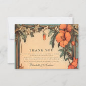夏のフローラフレーム結婚アールヌーボー サンキューカード (正面)