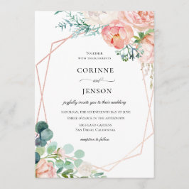 夏のフローラフレーム結婚式招待状 招待状