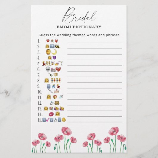 夏のフローラブライダルシャワー絵文字ゲーム (正面)