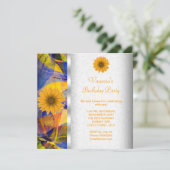 夏のフローラブルーイエローフラワーズバースデーパーティー 招待状 (スタンド正面)