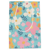 夏のフローラプリント ミディアムペーパーバッグ (正面)