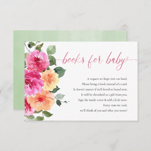 夏のフローラホットピンクオレンジブックスベビー エンクロージャーカード (正面/裏面)