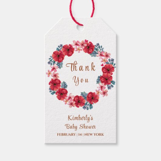 夏のフローラリースベビーシャワーありがとう ギフトタグ (正面)