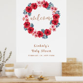 夏のフローラリースベビーシャワーウェルカム ポスター (キッチン)