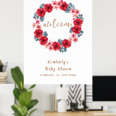 夏のフローラリースベビーシャワーウェルカム ポスター (ホームオフィス)