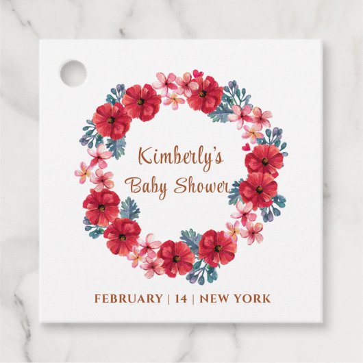 夏のフローラリースベビーシャワー フェイバータグ (正面)