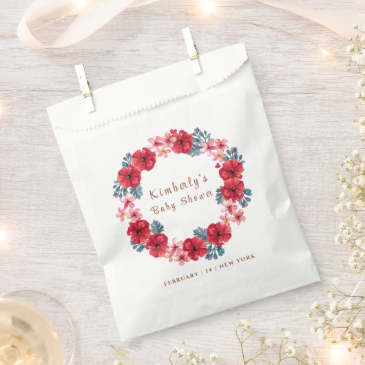 夏のフローラリースベビーシャワー フェイバーバッグ (クリップ留めされた状態)