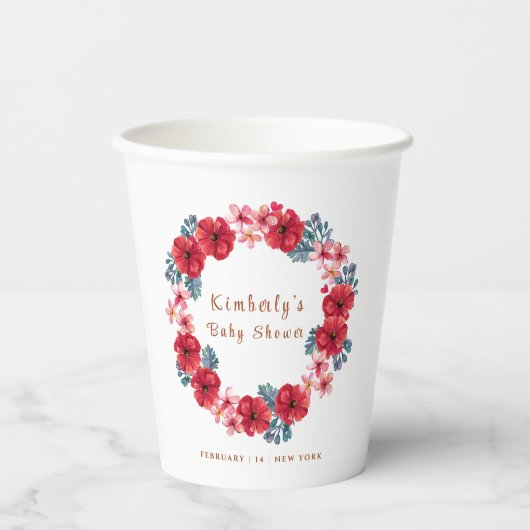 夏のフローラリースベビーシャワー 紙コップ (正面)