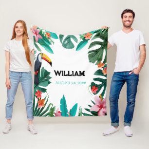 夏のフローラ名前をカスタムする子供部屋 フリースブランケット