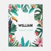 夏のフローラ名前をカスタムする子供部屋 フリースブランケット (正面)