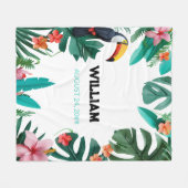 夏のフローラ名前をカスタムする子供部屋 フリースブランケット (正面(横))