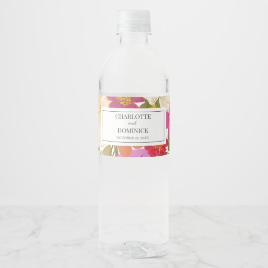 夏のフローラ庭園の結婚式の恩恵 ペットボトルラベル (正面)