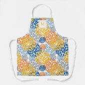 夏のフローラ抽象芸術の明るい色モノグラムの エプロン (正面)