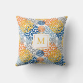 夏のフローラ抽象芸術の明るい色モノグラムの クッション (裏面)