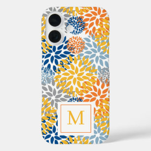 夏のフローラ抽象芸術の明るい色モノグラムの iPhone 16ケース