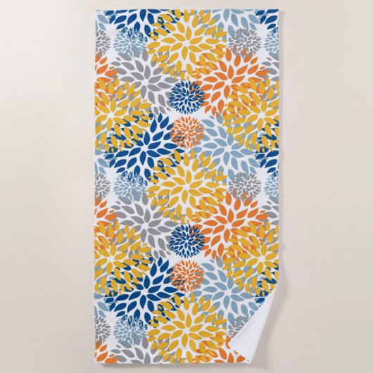 夏のフローラ抽象芸術の明るい色 ビーチタオル (正面)