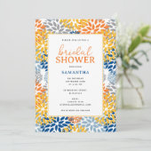 夏のフローラ抽象芸術ブライトカラーブライダルシャワー 招待状 (スタンド正面)