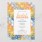 夏のフローラ抽象芸術ブライトカラーブライダルシャワー 招待状 (正面/裏面)