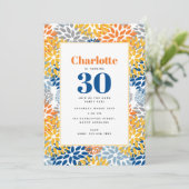 夏のフローラ抽象芸術ブライトカラー誕生日 招待状 (スタンド正面)