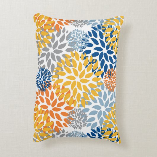 夏のフローラ抽象芸術明るい色のパターン アクセントクッション (裏面(縦))