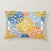 夏のフローラ抽象芸術明るい色のパターン アクセントクッション (裏面)